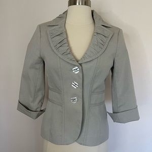 White House black market ruffle Blazer 0 WHBM